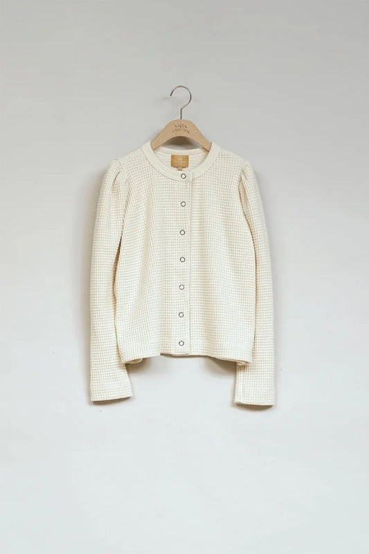 ◯ Nigel Cabourn woman - GATHER SLEEVE HEAVY WAFFLE C/D - IVORY