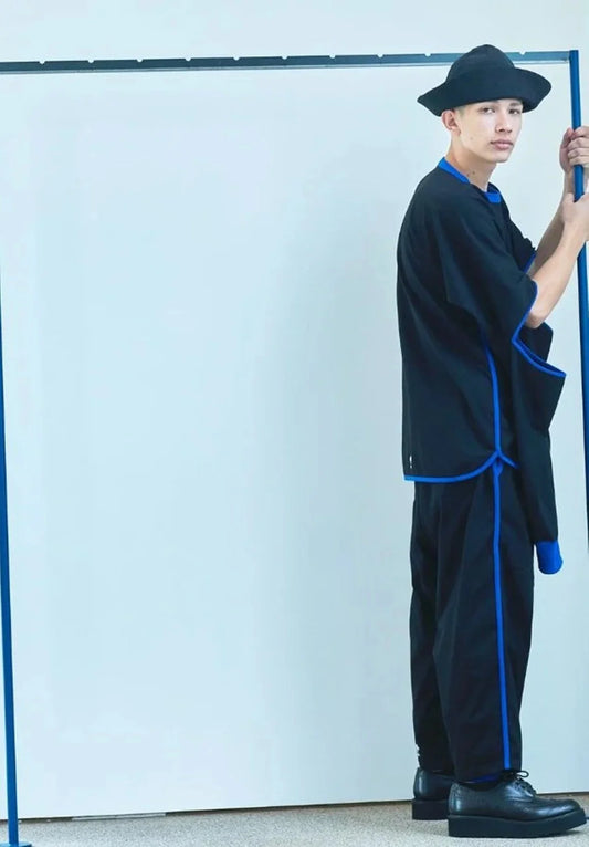 quitan - KASANE EASY PANTS - BLACK/BLUE