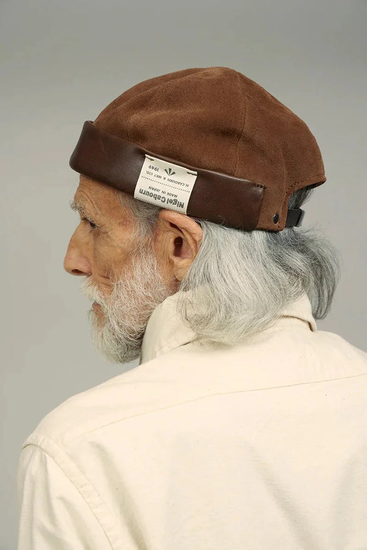 ◯ Nigel Cabourn - ROLL CAP OIL VELOUR - BROWN