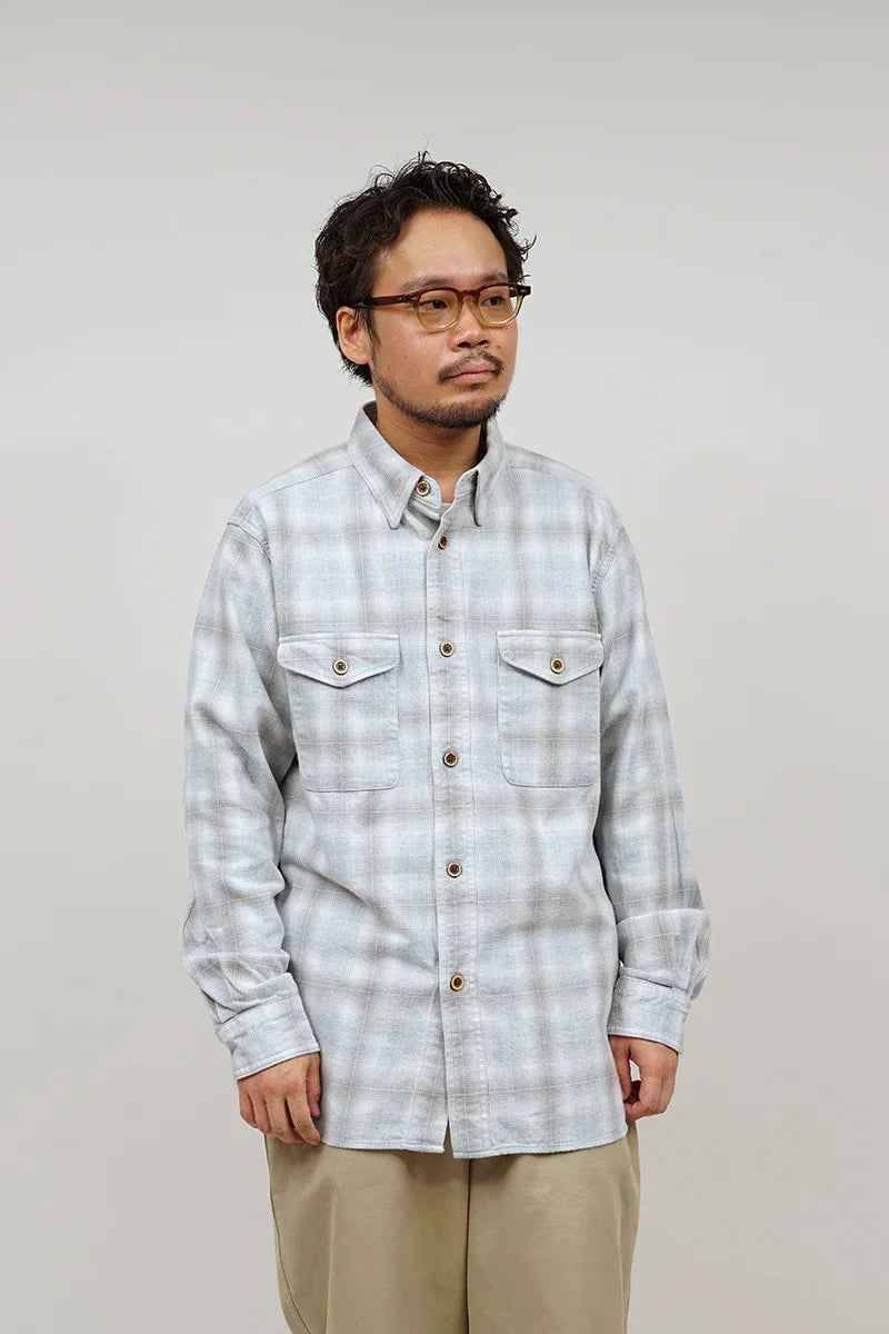 ◯ Nigel Cabourn - THARKAY SHIRT OMBRE NEL - LIGHT GRAY