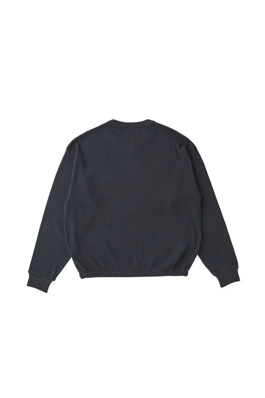 ○OLD JOE - V-NECK SILK NEP RIBED TOPS - ONYX BLACK