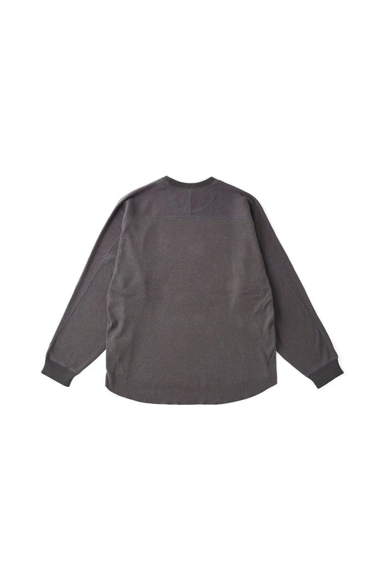 ○OLD JOE - CREW-NECK SILK NEP RIBED TOPS - PEWTER GREY