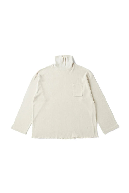 ○OLD JOE - TURTLE-NECK SILK NEP RIBED TOPS - NATURAL