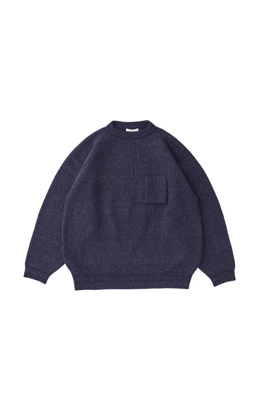 ○OLD JOE - SILK NEP WOOL MOCK-NECK SWEATER - NOCTURNE NAVY