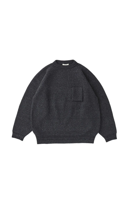 ○OLD JOE - SILK NEP WOOL MOCK-NECK SWEATER - ONYX BLACK