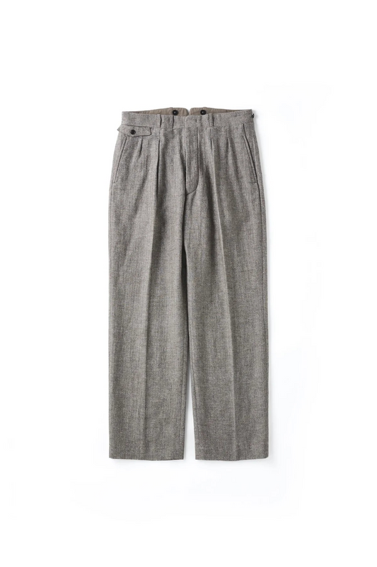 〇OLD JOE - DOUBLE-PLEATED DRAPE TROUSER - FANCY HERRINGBONE